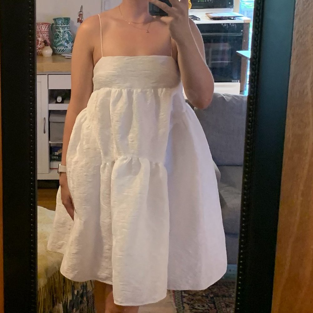 Cecilie Bahnsen Elin Matelasse Spaghetti Strap Dress - White